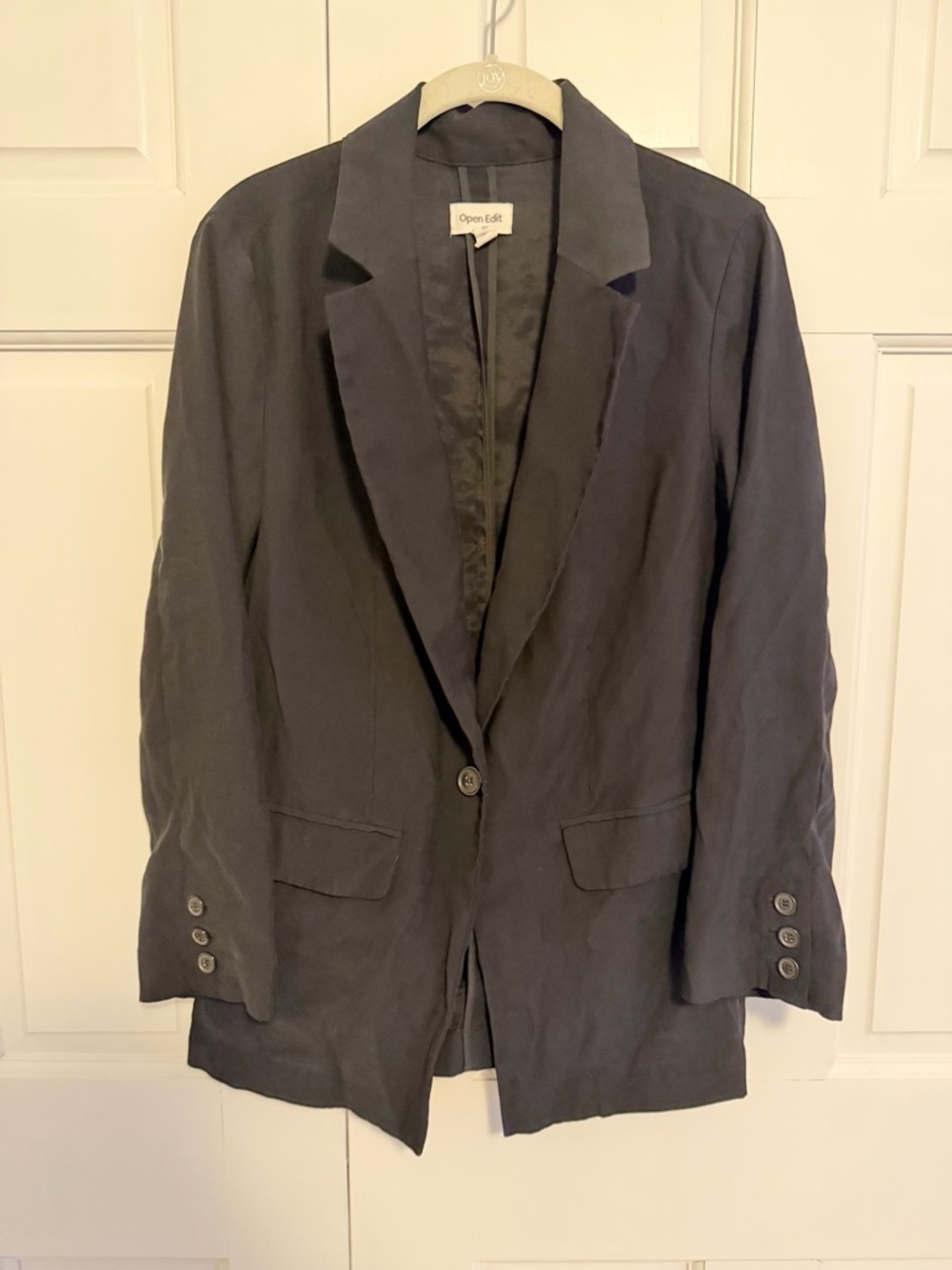 Open Edit‎ Black Oversized Blazer XS Single Button Longline Minimalist Jacket